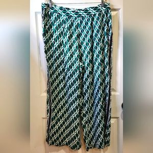 Lili Sport green black white swirl print wide leg loose pants women's si…